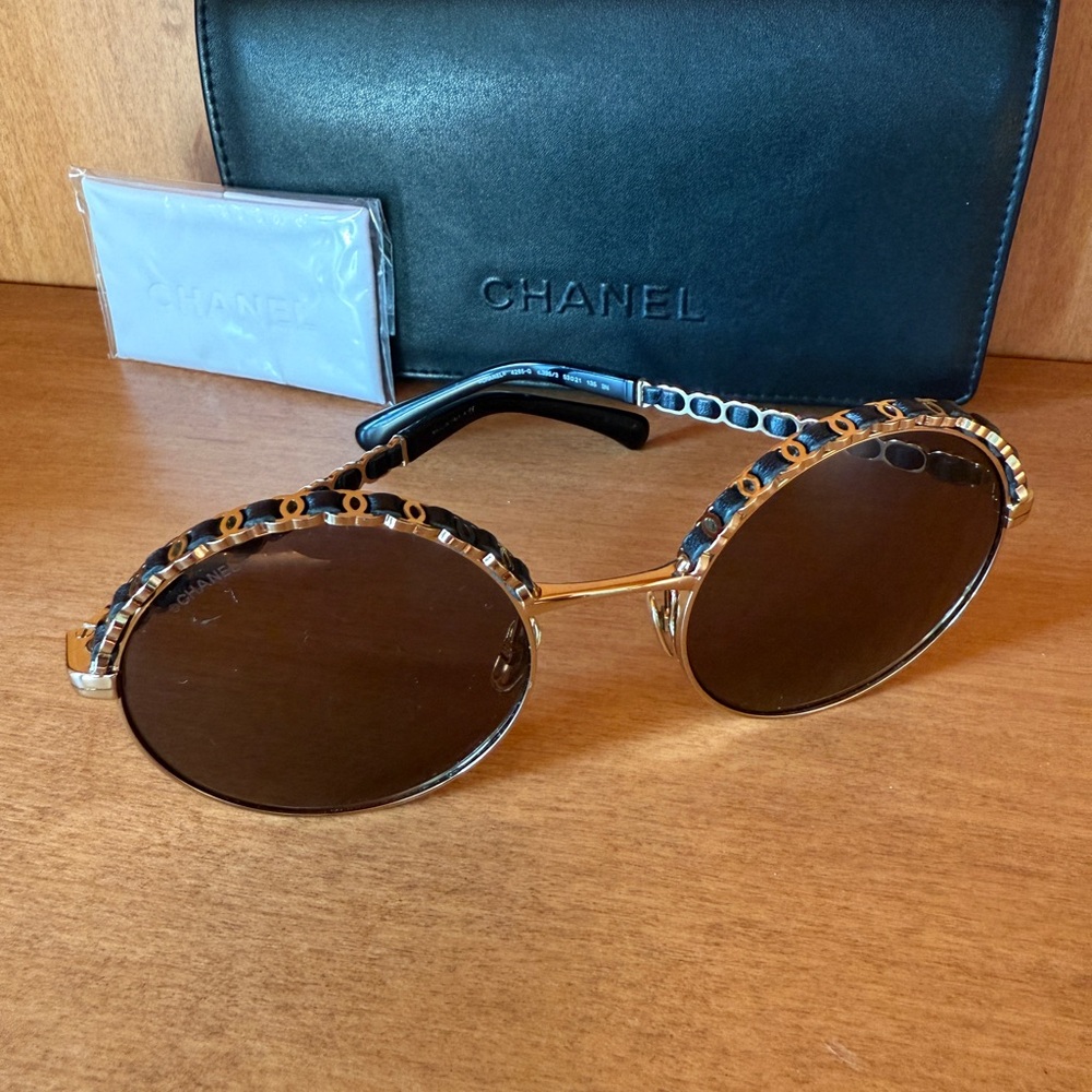 CHANEL Women's Sunglasses in Gold and Black